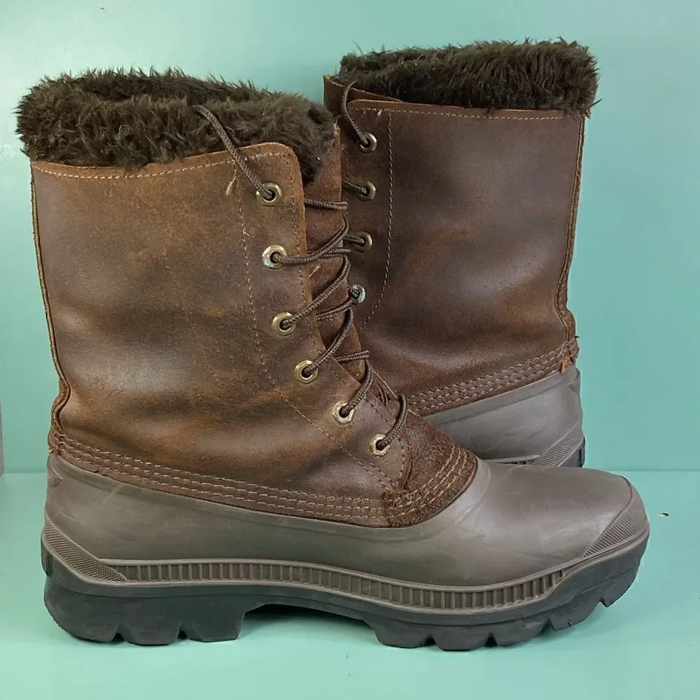 Sorel  VTG Kaufman Manitou Boots shoes Brown Rubber Leather Size 10 Mens